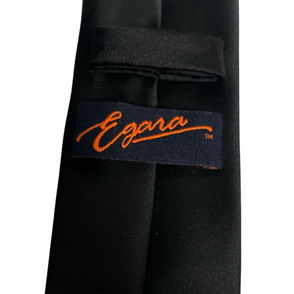 Egara Black Solid Polyester Tie Mens Formal Wear Accessory - Picture 4 of 5